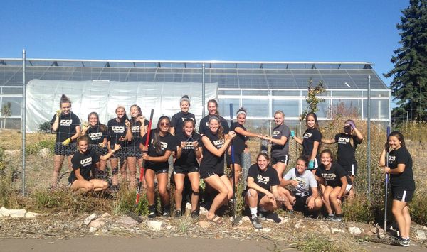 UCCS Girls Soccer Team helping out at the farm